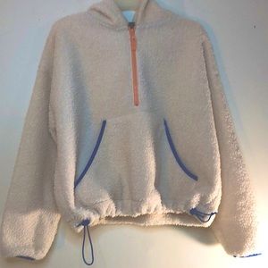 Wild Fable Women's Size M Quarter Zip Hooded Pullover Faux Fur Jacket